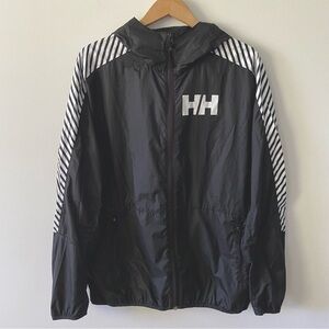 Helly Hansen mens black and white stripe windbreaker jacket size medium